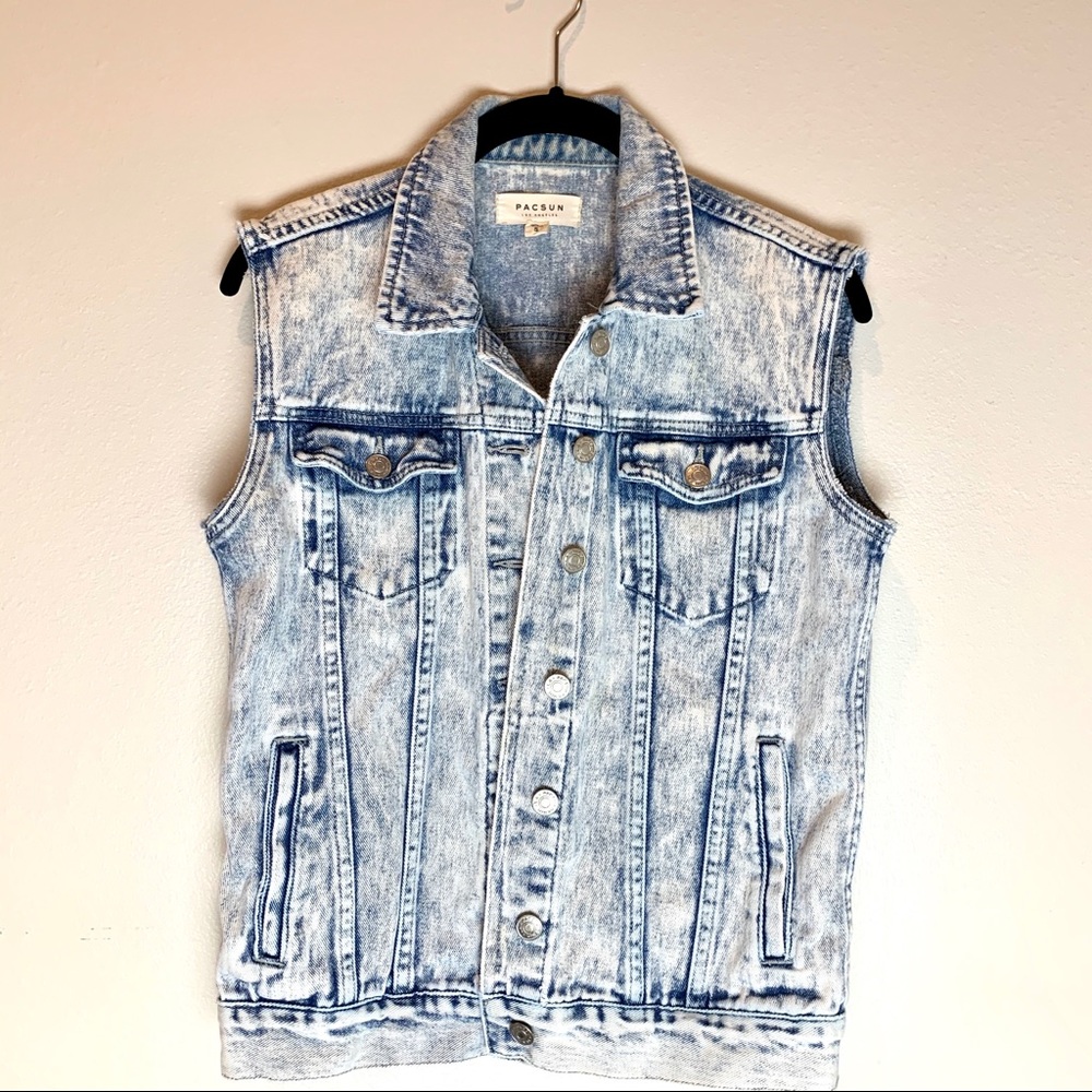 Pacsun DIY Denim Distressed Vest Small